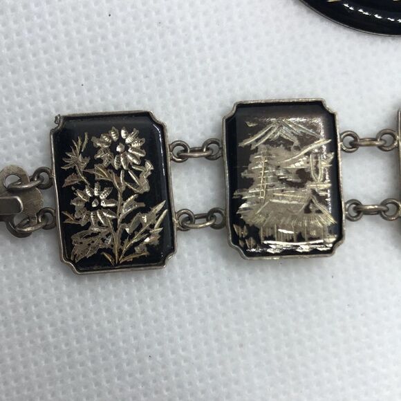 💛 Sterling Silver Vintage Siam Bracelet & Brooch - Picture 5 of 13
